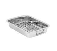 Royalford Stainless Steel Roasting Tray With Grill Rack Baking Grilling In Silver Silver