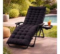Royalford Sun Lounger Cushion 160X50Cm Thin Padded Outdoor Garden Cushion In Black Black