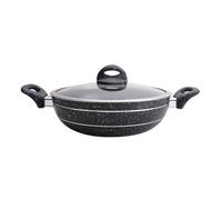 Royalford Wok Pan 26Cm | Induction Safe Frying Pan with Tempered Glass Lid | Forged Aluminium Cookware with 5-Layer Non-Stick Granite Coating Cooking Pot | PFOA Free Dishwasher Safe | Terranox Series