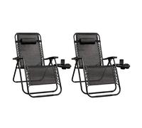 Royalford Zero Gravity Chair Sun Lounger Foldable Recliner 120Kg Steel Pack Of 2 In Black Black