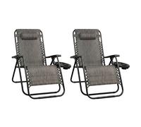 Royalford Zero Gravity Chair Sun Lounger Foldable Recliner 120Kg Steel Pack Of 2 In Grey Grey