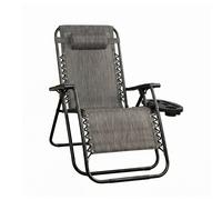 Royalford Zero Gravity Recliner Chair 120Kg Steel Textilene Foldable Sun Lounger In Grey Grey