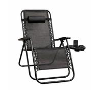 Royalford Zero Gravity Recliner Chair Folding Garden Lounger In Black Black