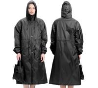 Royalotic Long Waterproof Rain Coat for Women Hooded Raincoat with Long Sleeves Lightweight Packable Jacket Trench Coats for Adults