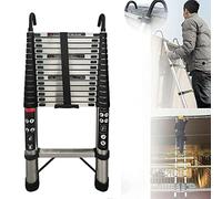 Royalswill 4.4M Telescopic Ladder 14.4FT Extension with Detachable Hooks, Multi-Purpose Anti-Slip Folding Lightweight Portable Extendable Loft RV Ladder, Collapsible Max Load 150kg