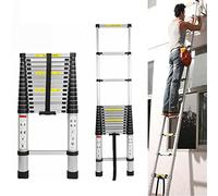 Royalswill 4.4M Telescopic Ladder 14.4FT Multi-Purpose Folding Aluminium Telescoping Ladder Foldable Ladder Extension Ladder Extendable Portable Loft Ladder Lightweight Work, 330lb Capacity, Silver