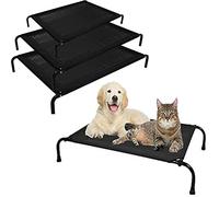 Royalswill Raised Dog Bed for Small - Metal Frame Cot Elevated Pet with Durable Textilene Mesh, No-Slip Feet, Lightweight & Portable Indoor or Outdoor Use, 75x47x15cm, Black