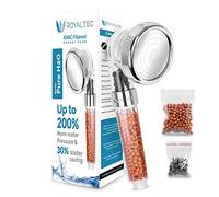 ROYALTEC Ionic Shower Head - High Pressure, Water Saving, Filtered Shower Head with 3 Spray Modes - Hard Water Filter, Softens Water - Universal Fit