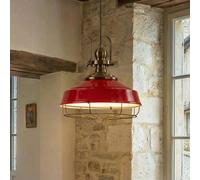 ROYALTECH Astel pendant light, red, Ø 41 cm, metal, antique brass detail