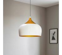 bamyum Dining Room Lamp Hanging Kreis Ø30 Cm E27 Metal White Wood Color Lamp for All Rooms Vintage Pendant Light Living Room Lamp Hanging