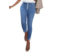 Royalty for Me Womens YMI Jeans Women's Curvy Fit High Rise Exposed Button Fly Ankle Jean, M2824 Medium Blue, 6