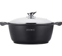 ROYALTY LINE, 30 cm Aluminum Saucepan, Non-Stick Marble Coating, Silicone Handles, Compatible with All Heat Sources, Ideal for Healthy Cooking, Marble Color