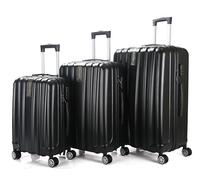 Royalty Line, ABS Ultra Light Hard Suitcase Set of 3 4 360° Swivel Wheels Small 55 x 38 x 18 cm, Medium 67 x 44 x 24 cm, L 76 x 49 x 28 cm, Double Straps, Combination Lock, Handles, Black, Set of 3