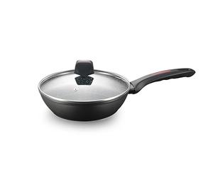 ROYALTY LINE, Forged Aluminium Deep Frying Pan with Marble Coating, Compatible with Gas, Electric, Ceramic, Halogen, Induction, 28 cm, Marble Color