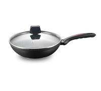 Royalty Line, Forged Aluminum Wok Pan with Marbled Coating - Compatible with Gas, Electric, Ceramic, Halogen, Induction - 28 cm, Marble Color