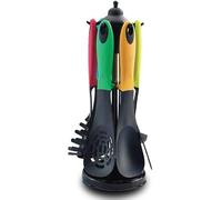 Royalty Line NEW-RL-U05, RLU05, Black Kitchen Utensil Set, 7 Pieces with Carousel, Ergonomic and Heat Resistant, Easy to Store, 135 x 135 x 38 cm, Color, Plastic