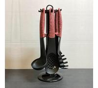 Royalty Line NEW-RL-U06, RLU06, Red Kitchen Utensil Set, 7 Pieces with Carousel, Modern Design, Heat Resistant up to 240°C, Easy to Clean, 135 x 135 x 38 cm, Plastic