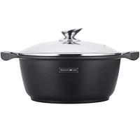 Royalty Line - RL-BS20M - Forged Alu. Non-Stick Coating Pot, with Glass Lid, Induction, 2.5L, 20 cm, Black
