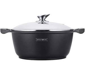 Royalty Line - RL-BS20M - Forged Alu. Non-Stick Coating Pot, with Glass Lid, Induction, 2.5L, 20 cm, Black