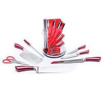 ROYALTY LINE, RLKSS804, 8-Piece Stainless Steel Kitchen Knife Set with Scissors, Organizer and Chaira - Elegant Silver Design - Dimensions 15 x 15 x 35 cm