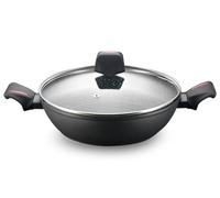 ROYALTY LINE, Shallow Saucepan in Forged Aluminum with Marble Coating, Compatible with Gas, Electric, Ceramic, Halogen, Induction - 24 cm, Marble Color