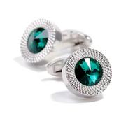 Royalty London Jewellery Luxurious Emerald Green Men's Austrian Crystal Gemstone Cufflinks Pair French Dress Wedding Cufflink Gift Set in Gift Box
