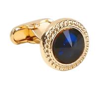 Royalty London Jewellery Luxurious Rose Gold Men's Sapphire Blue Crystal Gem Cufflinks Pair French Dress Wedding Cufflink Gift Set with Gift Box