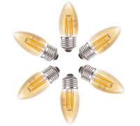 Royalux Vintage LED Edison Bulb,4W E14 C35 Edison Screw LED Filament Bulb,Dimmable, Antique Style Amber Glass Candle Light Bulb,Warm White 2700k,40W Incandescent Equivalent (6 Pack) [Energy Class A+]