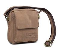 ROYALZ 'Austin' Mens Leather Bag Small Shoulder Mens Massanger Cross Body Genuine Leather Casual Vintage Style Travel Wallet, Color:Montana Brown