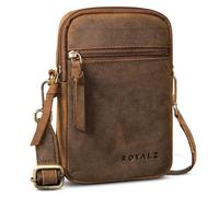 ROYALZ Gilbert 3-in-1 Men's Small Leather Shoulder Bag Multifunctional Bag Small as Belt Bag Shoulder Bag and Mobile Phone Case Small Leather Bag for Hanging, Colour: Black, Nevada Brown, S