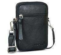 ROYALZ Gilbert 3-in-1 Men's Small Leather Shoulder Bag Multifunctional Bag Small as Belt Bag Shoulder Bag and Mobile Phone Case Small Leather Bag for Hanging, Colour: Black, black, S