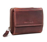 ROYALZ 'Liberty' Vintage Wallet for Women Small Leather - Genuine Leather Purse with RFID Protection - Small Purse with 7 Card Slots - Trifold with Extra Coin Pocket, Color:Roma Cognac Brown