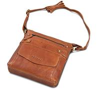 ROYALZ 'Madison' Womens Shoulder Bag Small Leather Massanger Cross Body Genuine Leather Casual Vintage Style Travel Wallet, Color:Texas Brown