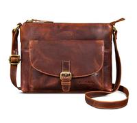 ROYALZ Maine Modern Vintage Women's Handbag Leather Small Genuine Leather Shoulder Bag Women's Handbag as Crossbody Bag or Shoulder Bag for Leisure Going Out Everyday Colour: Black, Roma Cognac Brown