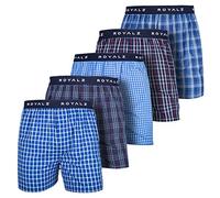 ROYALZ Mens Boxers Shorts Multi Pack of 5 American Style Cotton Boxershorts Man Underwear Woven Underpants Plaid Blue Classic Loose Fit, Color:Set 001 (Pack of 5 - Multicolored), Size:S
