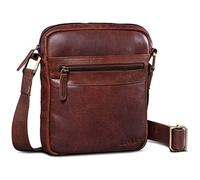 ROYALZ 'Trenton' Mens Shoulder Bag Leather Cross Body Massanger Genuine Leather Casual Vintage Style Men Travel Wallet, Color:Roma Cognac Brown