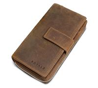 ROYALZ 'Viola' Ladies Leather Purse - Vintage Genuine Leather Wallet - Large Capacity with RFID Protection - Coin Pocket, Card Holder, Mobile Phone Compartment (up to 6.5'), Color:Nevada Brown