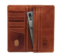 ROYBELE Leather Wallet for Men Women, Long Wallet, Cards, 14 Card Slots, 2 Spaces for Paper Currency, Travel Wallet, Mobile Phone Pocket, Hand Carry, Coat Pocket, Breast Pocket, Real Leather