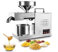 RoyceBee Automatic Oil Press Machine, 820W Stainless Steel Cold Hot Electric Oil 200℃ Temperature, Commercial Home Oil Maker for Peanut, Sunflower, Walnut, Olive