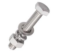 RoyceMart (4 Sets) M12-1.75 x 60mm Length Stainless Steel Hex Bolts with Hex Nuts Flat Washers Lock Washers Hardware Kit, 304 Stainless Steel 18-8, Full Thread Hexagon Bolt Assortment