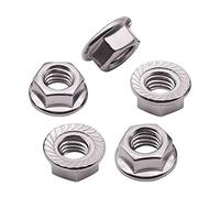 RoyceMart Stainless Steel Flange Hex Lock Nuts, 1/4-20 inch, 50 Pack, Bright Finish, 18-8, High Strength, Corrosion Resistant