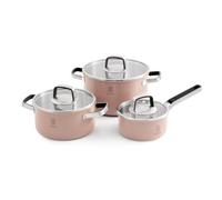 ROYDX Stainless Steel Pot Set, 6-Piece Saucepan Set with Glass Lids Cookware Set and Stay Cool Handle Induction Cooking Pot for All Hobs and Oven-Safe, Sauce Pan Uncoated(Dusky Pink)