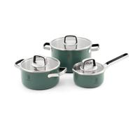 ROYDX Stainless Steel Pot Set, 6-Piece Saucepan Set with Glass Lids Cookware Set and Stay Cool Handle Induction Cooking Pot for All Hobs and Oven-Safe, Sauce Pan Uncoated (Moss Green)