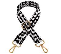 ROYGBCP Purse Strap Shoulder Strap Wide Replacement Crossbody Strap for Women Crossbody Shoulder Bag, Black Houndstooth+gold Metal, Width: 1.5'', Black Houndstooth+gold Metal, Width: 1.5"