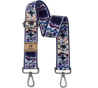 ROYGBCP Replacement Purse Strap Shoulder Strap Adjustable Crossbody Strap for Women Crossbody Wide Shoulder Bag, Blue Flowers-black Hardware, 26"~51"