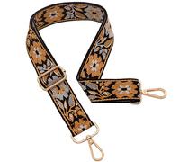 ROYGBCP Replacement Purse Strap Shoulder Strap Adjustable Crossbody Strap for Women Crossbody Wide Shoulder Bag, Gold Floral-gold Metal