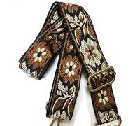 ROYGBCP Replacement Purse Strap Shoulder Strap Adjustable Crossbody Strap for Women Crossbody Wide Shoulder Bag, Brown Floral-Gold Metal