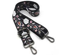 ROYGBCP Replacement Purse Strap Shoulder Strap Adjustable Crossbody Strap for Women Crossbody Wide Shoulder Bag, Snowflake-black Metal, width is about 3.8cm