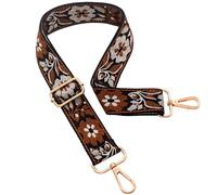 ROYGBCP Replacement Purse Strap Shoulder Strap Adjustable Crossbody Strap for Women Crossbody Wide Shoulder Bag, Brown Floral-gold Metal