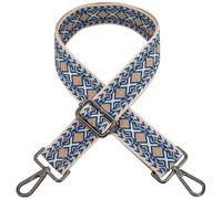 ROYGBCP Replacement Purse Strap Shoulder Strap Adjustable Crossbody Strap for Women Crossbody Wide Shoulder Bag, Rhombic Blue-gun Metal Buckle, 1.5 inches wide x 26” to 52” long